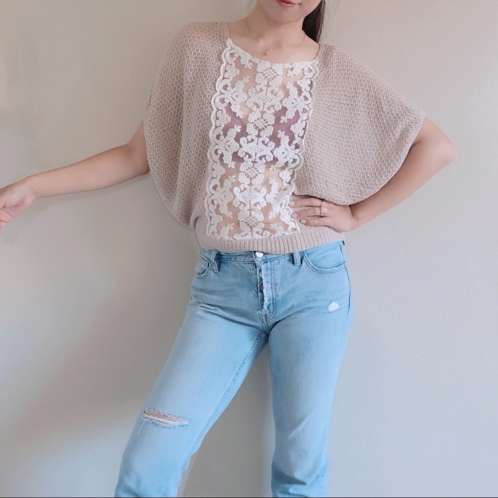 Free People Lace Front Sweater